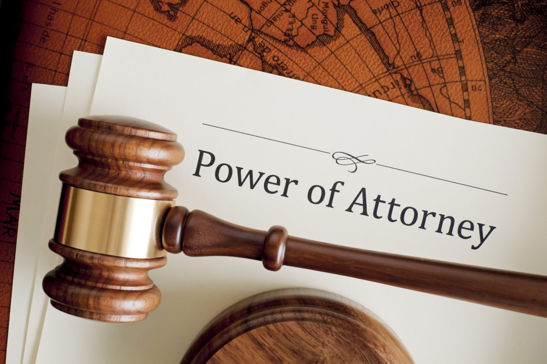 Image of Power of Attorney document and gavel